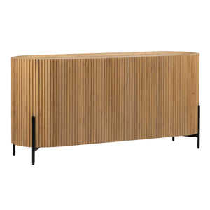 Dovetail Tala Sideboard Natural Finish with Black Metal Legs Mindi Wood and Veneer with Iron Legs DOV11649