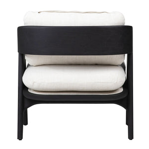 Dovetail Adelaide Occasional Chair Black Wood Finish and Off White Upholstery Mindi Wood and Polyester Blend Upholstery DOV11668