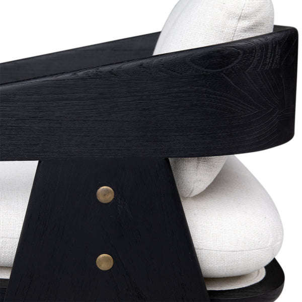 Dovetail Adelaide Occasional Chair Black Wood Finish and Off White Upholstery Mindi Wood and Polyester Blend Upholstery DOV11668