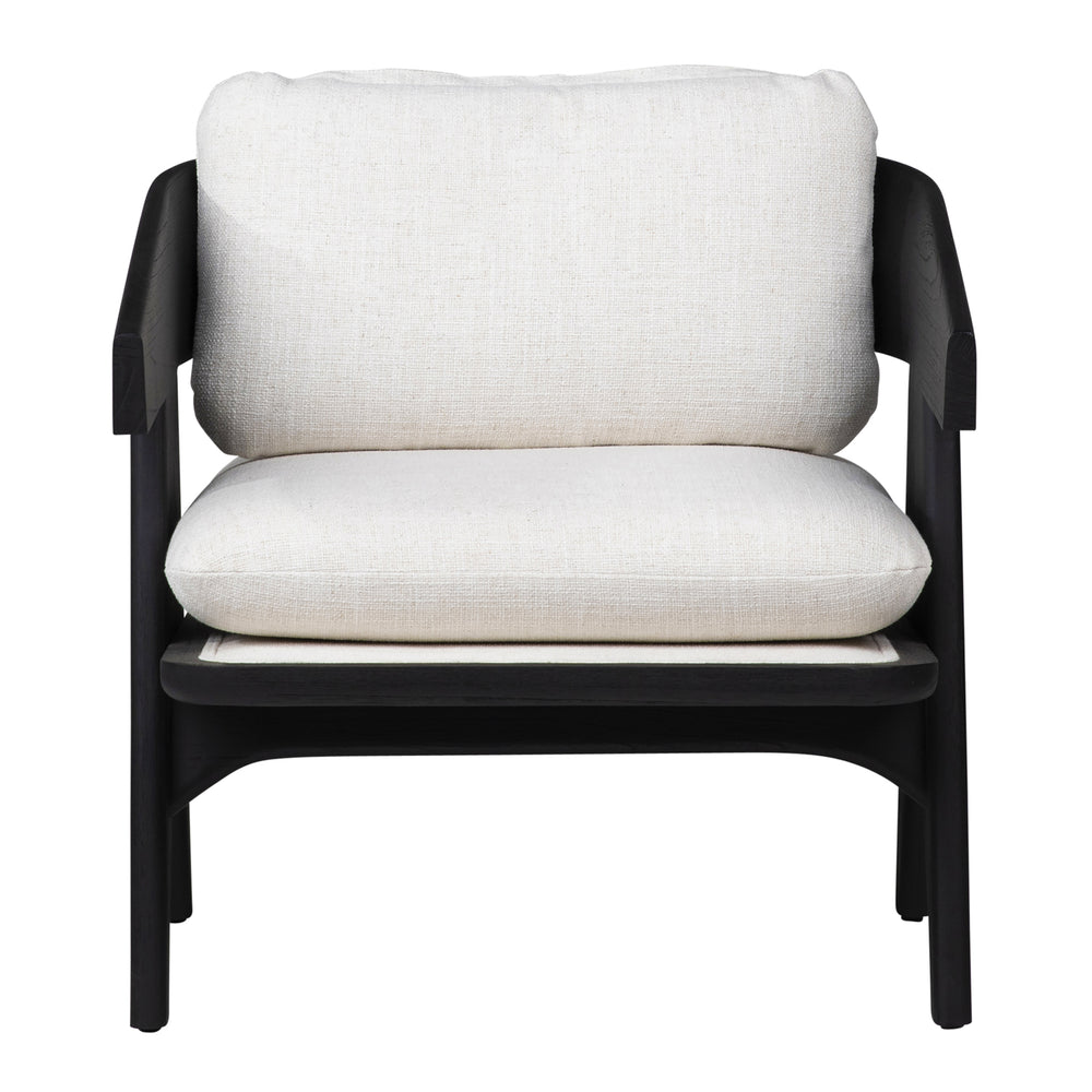 Dovetail Adelaide Occasional Chair Black Wood Finish and Off White Upholstery Mindi Wood and Polyester Blend Upholstery DOV11668
