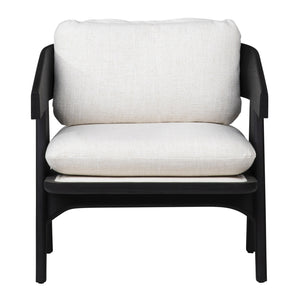 Dovetail Adelaide Occasional Chair Black Wood Finish and Off White Upholstery Mindi Wood and Polyester Blend Upholstery DOV11668