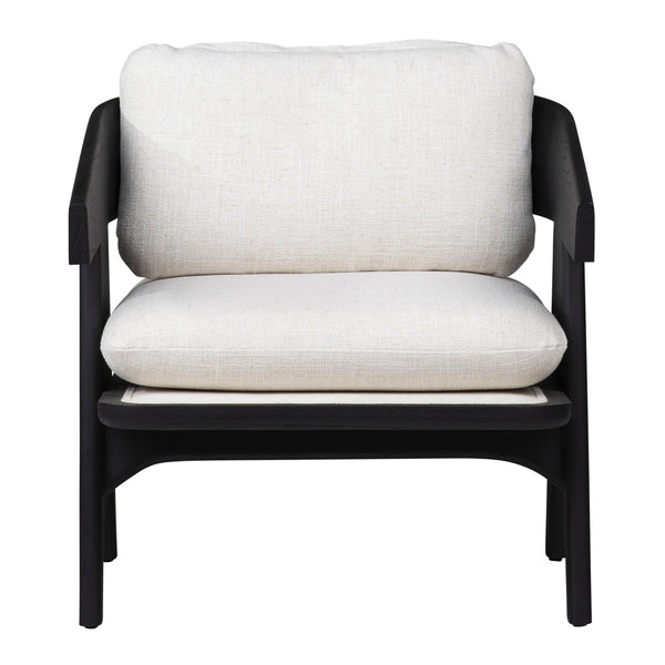 Dovetail Adelaide Occasional Chair Black Wood Finish and Off White Upholstery Mindi Wood and Polyester Blend Upholstery DOV11668