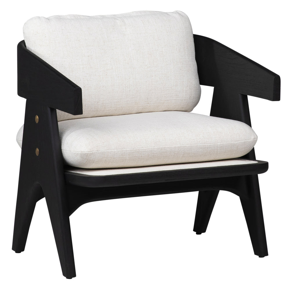 Dovetail Adelaide Occasional Chair Black Wood Finish and Off White Upholstery Mindi Wood and Polyester Blend Upholstery DOV11668
