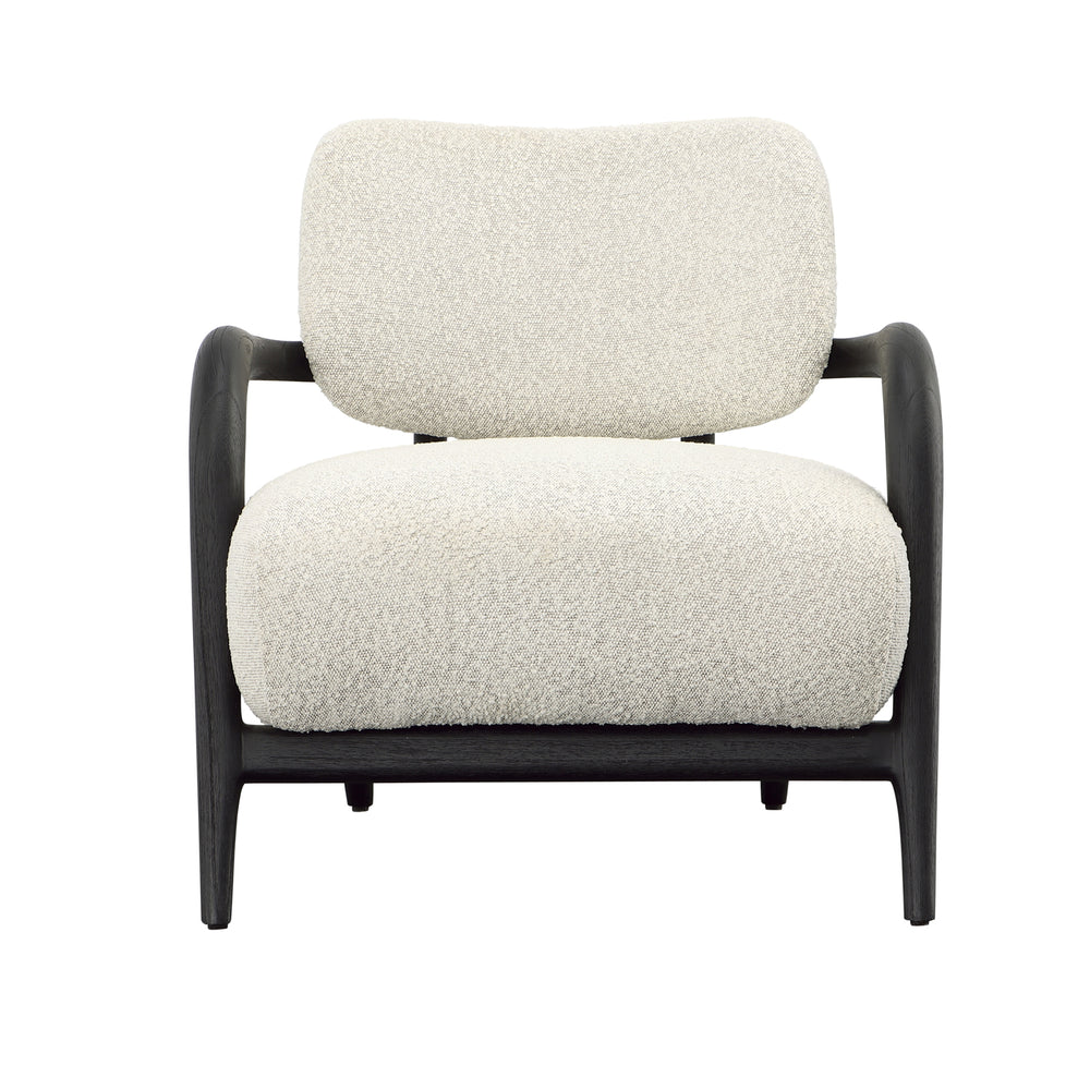Dovetail Arcona Occasional Chair Black Wood and Ivory Boucle Upholstery Mindi Wood Frame and Boucle Upholstery DOV11670