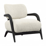 Dovetail Arcona Occasional Chair Black Wood and Ivory Boucle Upholstery Mindi Wood Frame and Boucle Upholstery DOV11670