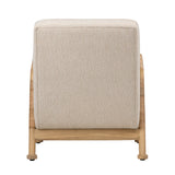 Dovetail Clyde Occasional Chair Ivory Upholstery and Natural Finish Frame Boucle Upholstery,Mindi Wood and Rattan DOV11673