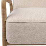 Dovetail Clyde Occasional Chair Ivory Upholstery and Natural Finish Frame Boucle Upholstery,Mindi Wood and Rattan DOV11673