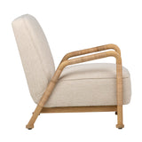 Dovetail Clyde Occasional Chair Ivory Upholstery and Natural Finish Frame Boucle Upholstery,Mindi Wood and Rattan DOV11673