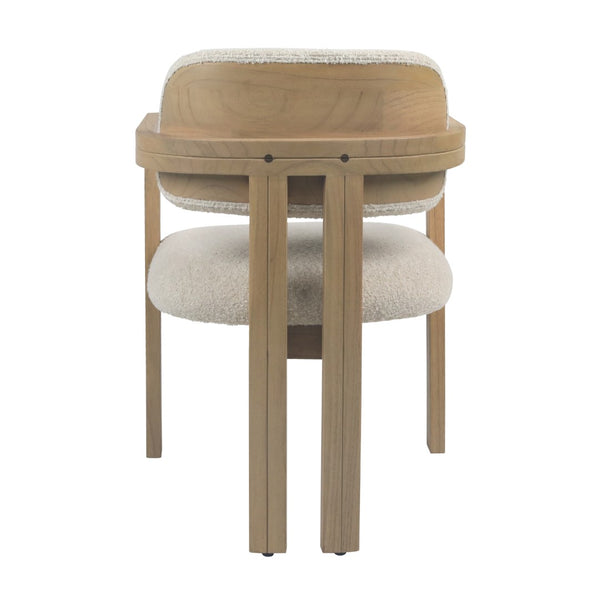 Dovetail Nathaniel Dining Chair Boucle Upholstery and Mindi Wood - Off White and Natural Frame