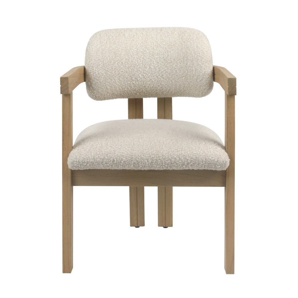 Dovetail Nathaniel Dining Chair Boucle Upholstery and Mindi Wood - Off White and Natural Frame