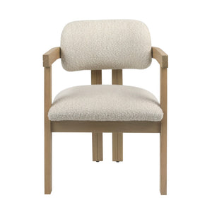 Dovetail Nathaniel Dining Chair Boucle Upholstery and Mindi Wood - Off White and Natural Frame
