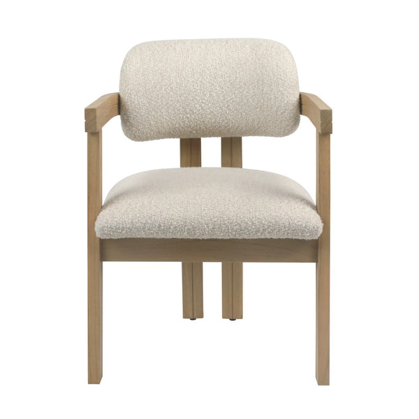 Dovetail Nathaniel Dining Chair Boucle Upholstery and Mindi Wood - Off White and Natural Frame