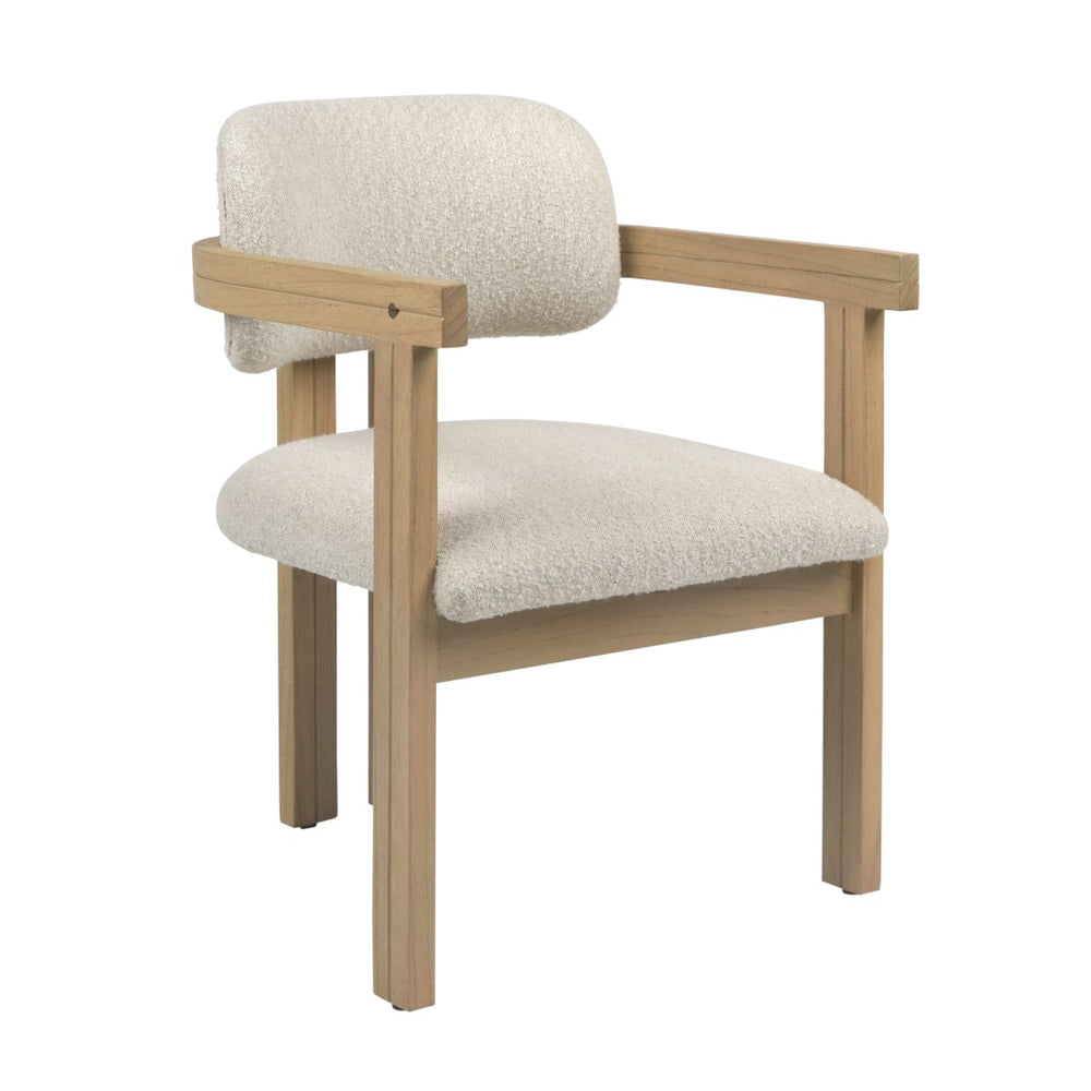 Dovetail Nathaniel Dining Chair Boucle Upholstery and Mindi Wood - Off White and Natural Frame