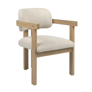 Dovetail Nathaniel Dining Chair Boucle Upholstery and Mindi Wood - Off White and Natural Frame