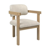 Karina Living Dining Chair Boucle Upholstery and Mindi Wood - Off White and Natural Frame