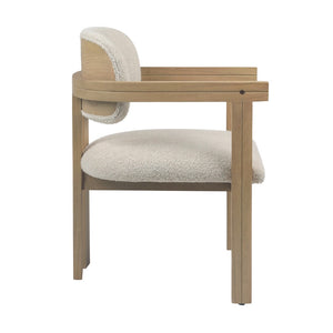 Dovetail Nathaniel Dining Chair Boucle Upholstery and Mindi Wood - Off White and Natural Frame