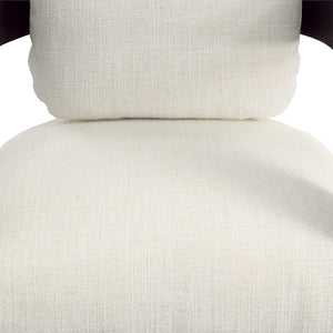 Dovetail Maravi Dining Chair Black Wood Finish and Cream Upholstery Linen Blend Upholstery and Mindi Wood Frame DOV11687