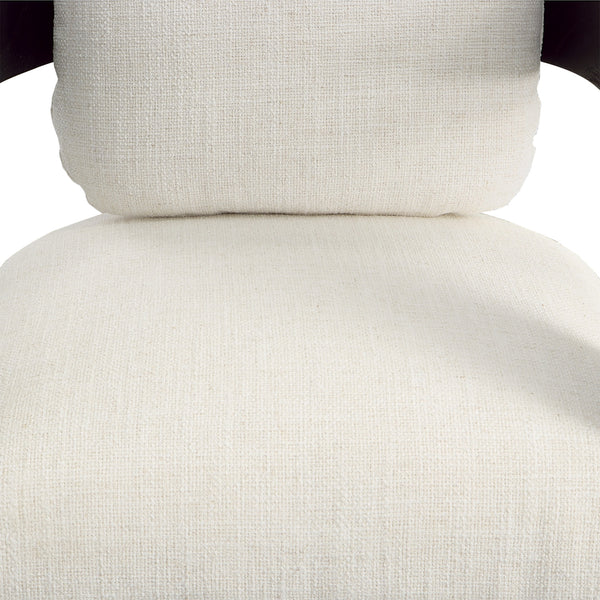 Dovetail Maravi Dining Chair Black Wood Finish and Cream Upholstery Linen Blend Upholstery and Mindi Wood Frame DOV11687