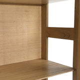 Dovetail Crispa Cabinet Mindi Wood Veneer, Rattan and Metal - Natural and Brass Pulls 