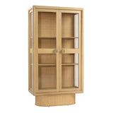 Karina Living Cabinet Mindi Wood Veneer, Rattan and Metal - Natural and Brass Pulls