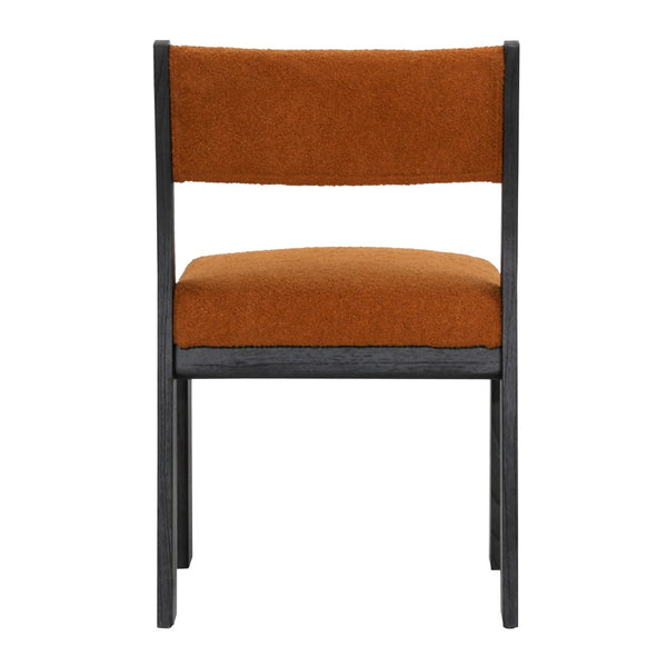 Dovetail Elijah Dining Chair Set of 2 Boucle Upholstery and Mindi Wood - Rust and Black
