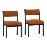 Dovetail Elijah Dining Chair Set of 2 Boucle Upholstery and Mindi Wood - Rust and Black