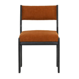 Dovetail Elijah Dining Chair Set of 2 Boucle Upholstery and Mindi Wood - Rust and Black