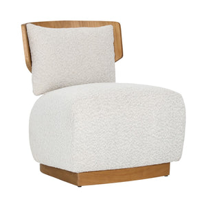 Dovetail Montrose Occasional Chair Boucle Upholstery and Mindi Wood - Beige and Natural 