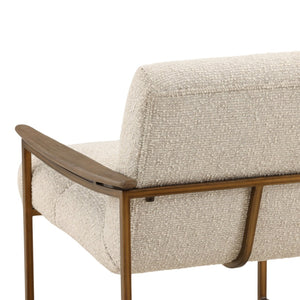 Karina Living Rue Occasional Chair in Cream Boucle – Stylish Barrel Design with Mindi Wood Frame & Iron Accents DOV11716-CREM