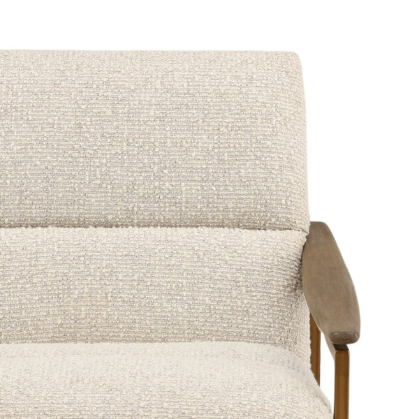 Karina Living Rue Occasional Chair in Cream Boucle – Stylish Barrel Design with Mindi Wood Frame & Iron Accents DOV11716-CREM