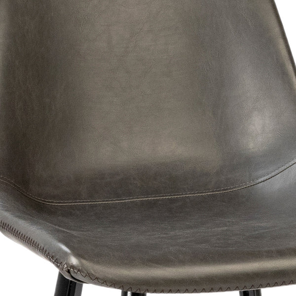 Dovetail Rufina Counterstool Dark Grey Upholstery and Black Metal Legs PU Leather Upholstery and Iron Frame DOV12085CS