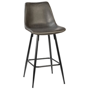 Dovetail Rufina Counterstool Dark Grey Upholstery and Black Metal Legs PU Leather Upholstery and Iron Frame DOV12085CS