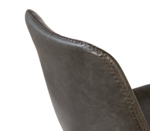 Dovetail Rufina Dining Chair Dark Grey Upholstery and Black Metal Legs PU Leather Upholstery and Iron Frame DOV12085