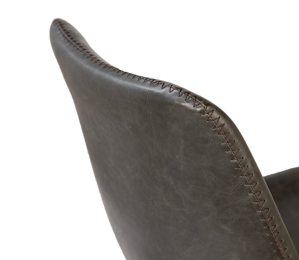 Dovetail Rufina Dining Chair Dark Grey Upholstery and Black Metal Legs PU Leather Upholstery and Iron Frame DOV12085