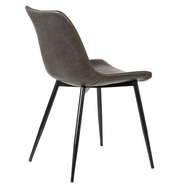 Dovetail Rufina Dining Chair Dark Grey Upholstery and Black Metal Legs PU Leather Upholstery and Iron Frame DOV12085