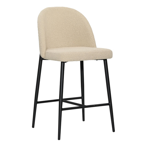 Dovetail Ramsay Counter Stool Sand Sand and Black Boucle Upholstery and Metal DOV12235-SAND