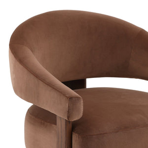 Karina Living Averie Occasional Chair in Hudson Chocolate - Luxurious Velvet, Mid-Century Design, Ultimate Comfort DOV13023-BRWN