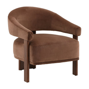 Karina Living Averie Occasional Chair in Hudson Chocolate - Luxurious Velvet, Mid-Century Design, Ultimate Comfort DOV13023-BRWN