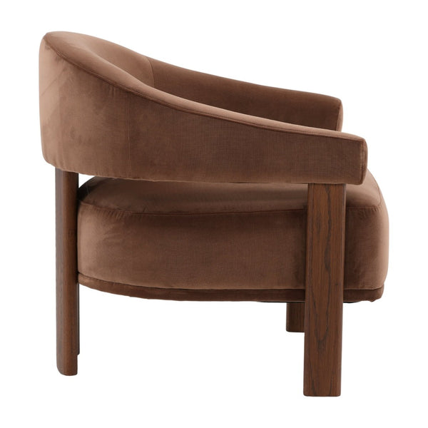 Karina Living Averie Occasional Chair in Hudson Chocolate - Luxurious Velvet, Mid-Century Design, Ultimate Comfort DOV13023-BRWN