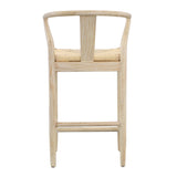 Dovetail Renault Counter Stool Light Bleached Natural Finish Solid Oak Wood Frame and Danish Paper Cord DOV13166CS