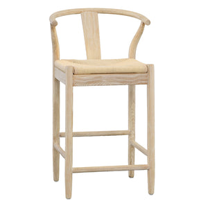 Dovetail Renault Counter Stool Light Bleached Natural Finish Solid Oak Wood Frame and Danish Paper Cord DOV13166CS