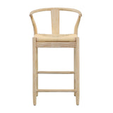 Dovetail Renault Counter Stool Light Bleached Natural Finish Solid Oak Wood Frame and Danish Paper Cord DOV13166CS