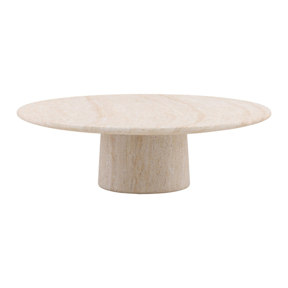 Karina Living Trebol Outdoor Coffee Table – Stylish Lightweight Concrete Design with Unique Faux Travertine Finish DOV14509-NATL