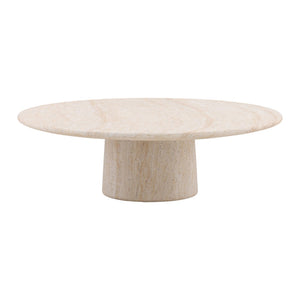 Karina Living Trebol Outdoor Coffee Table – Stylish Lightweight Concrete Design with Unique Faux Travertine Finish DOV14509-NATL