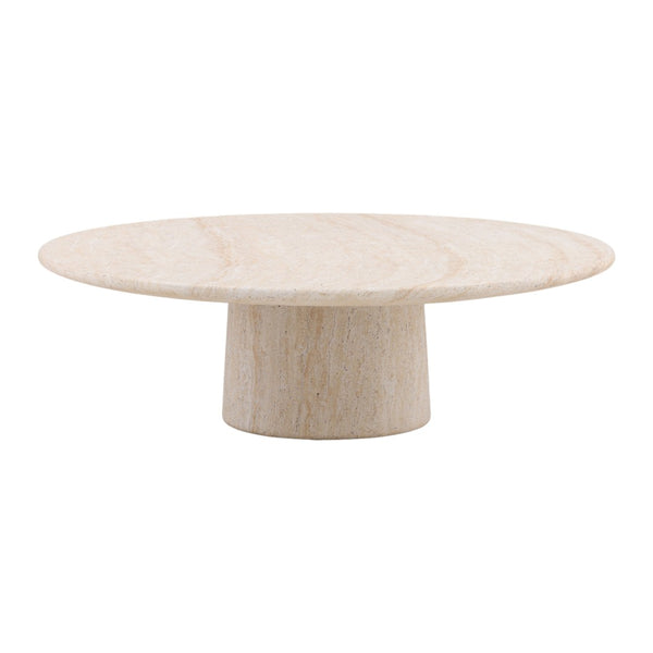 Karina Living Trebol Outdoor Coffee Table – Stylish Lightweight Concrete Design with Unique Faux Travertine Finish DOV14509-NATL