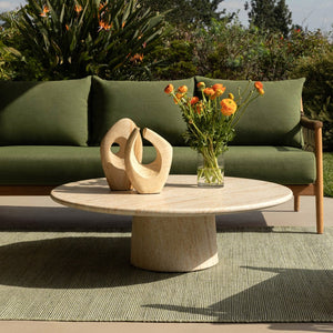 Karina Living Trebol Outdoor Coffee Table – Stylish Lightweight Concrete Design with Unique Faux Travertine Finish DOV14509-NATL