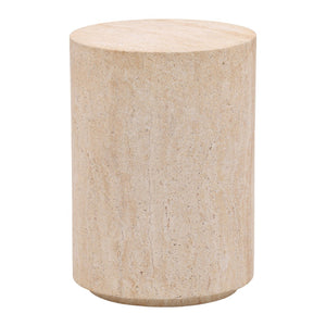 Karina Living Sol Outdoor End Table - Lightweight Concrete with Faux Travertine Finish for Unique Patio Charm DOV14510-NATL