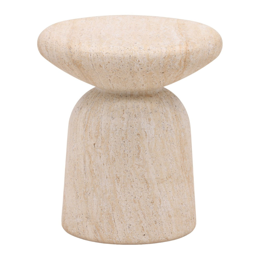 Karina Living Marcellus Outdoor End Table - Stylish Faux Travertine Accent for Patios, Decks & Garden Spaces DOV14511-NATL