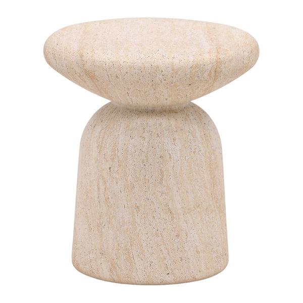 Karina Living Marcellus Outdoor End Table - Stylish Faux Travertine Accent for Patios, Decks & Garden Spaces DOV14511-NATL
