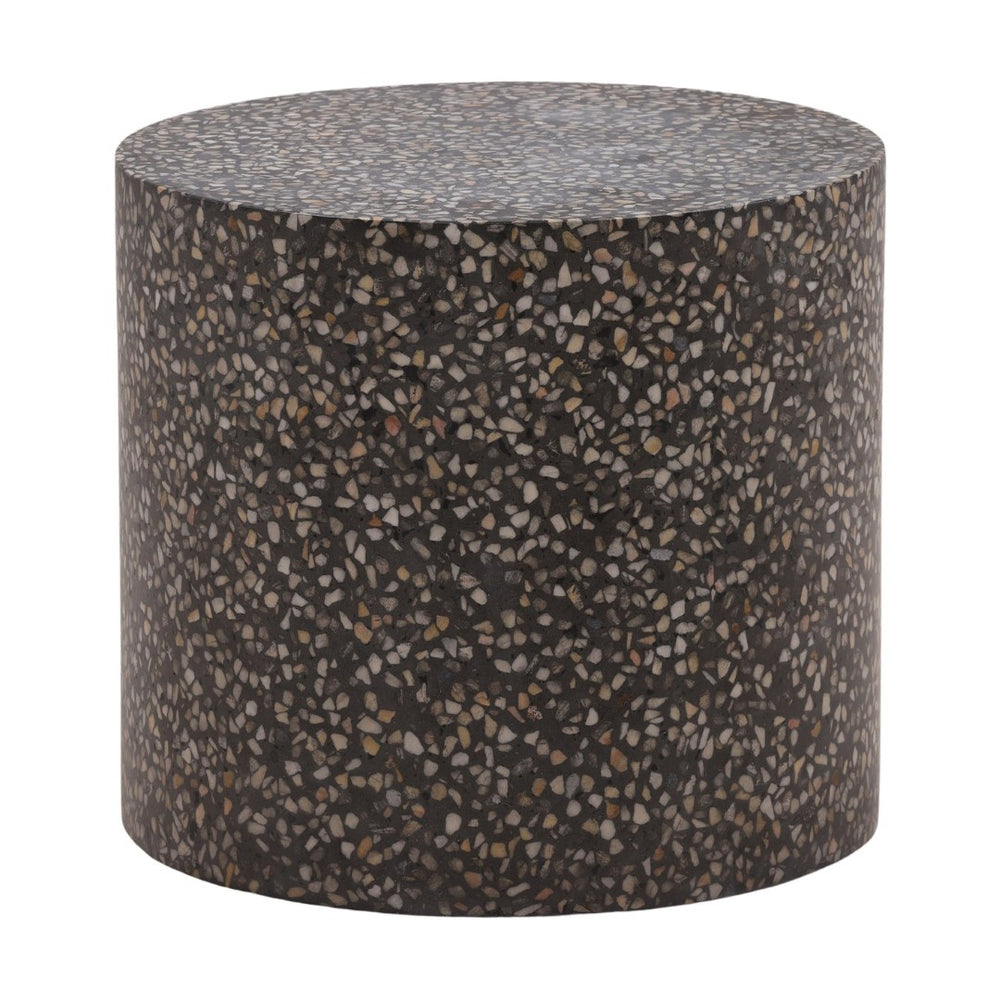 Karina Living Bravo Outdoor Side Table - Modern Black Concrete Terrazzo for Stylish Patios & Versatile Spaces DOV14516-BLCK